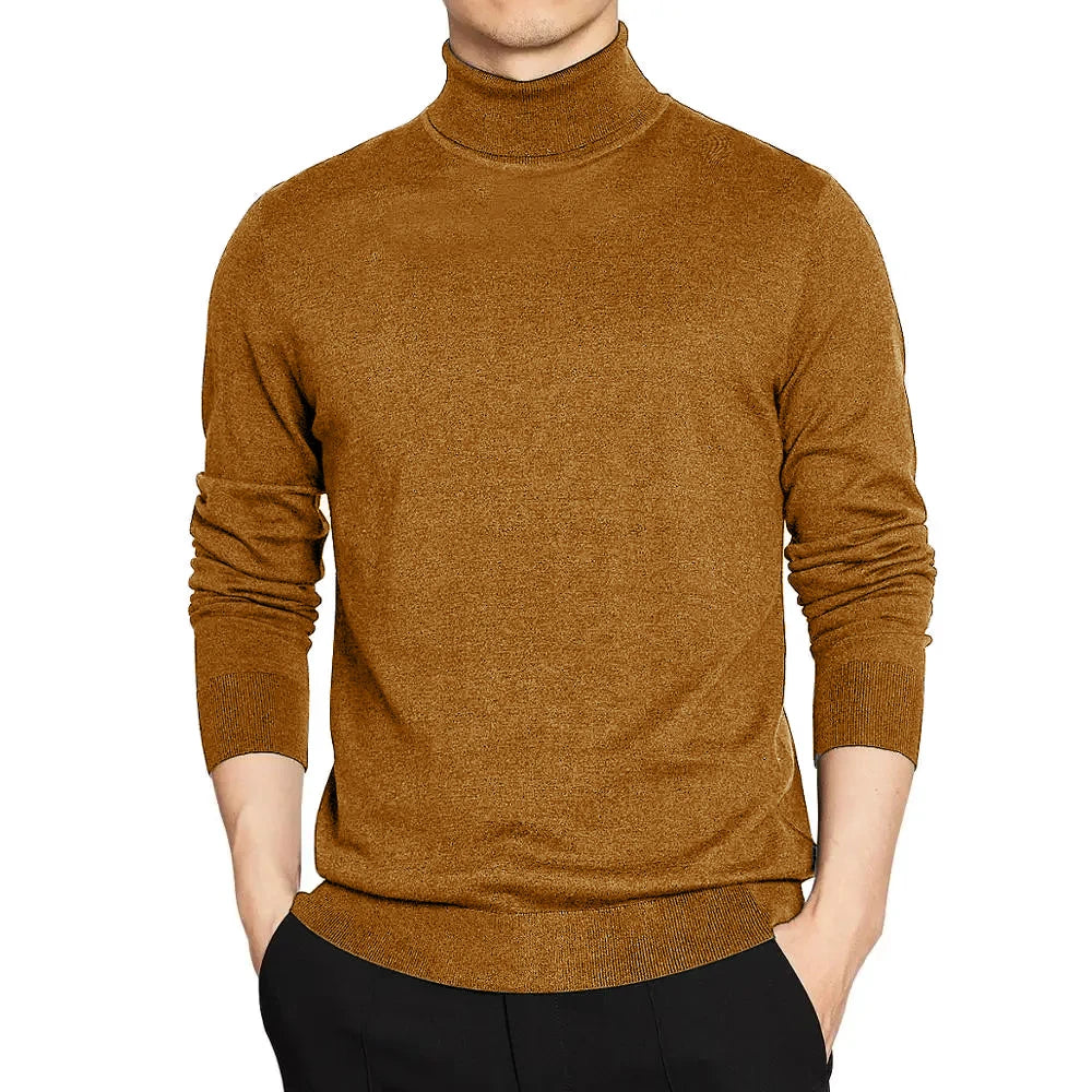 Men’s Roll Neck Jumper – Lightweight Knitted Pullover Sweater for Autumn and Winter Layering