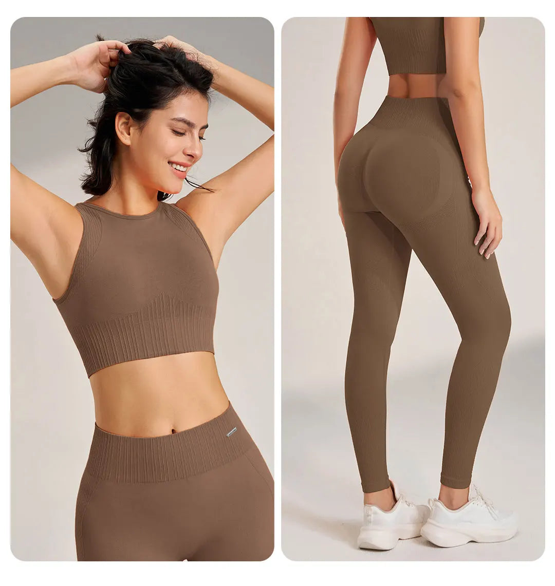 Ravyn Seamless Gym Set – Two Piece Women’s Activewear Crop Top & High Waisted Leggings