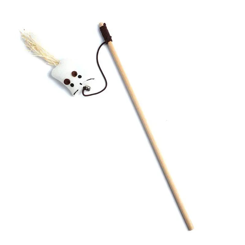Cat Wand Toy with Mouse and Feather