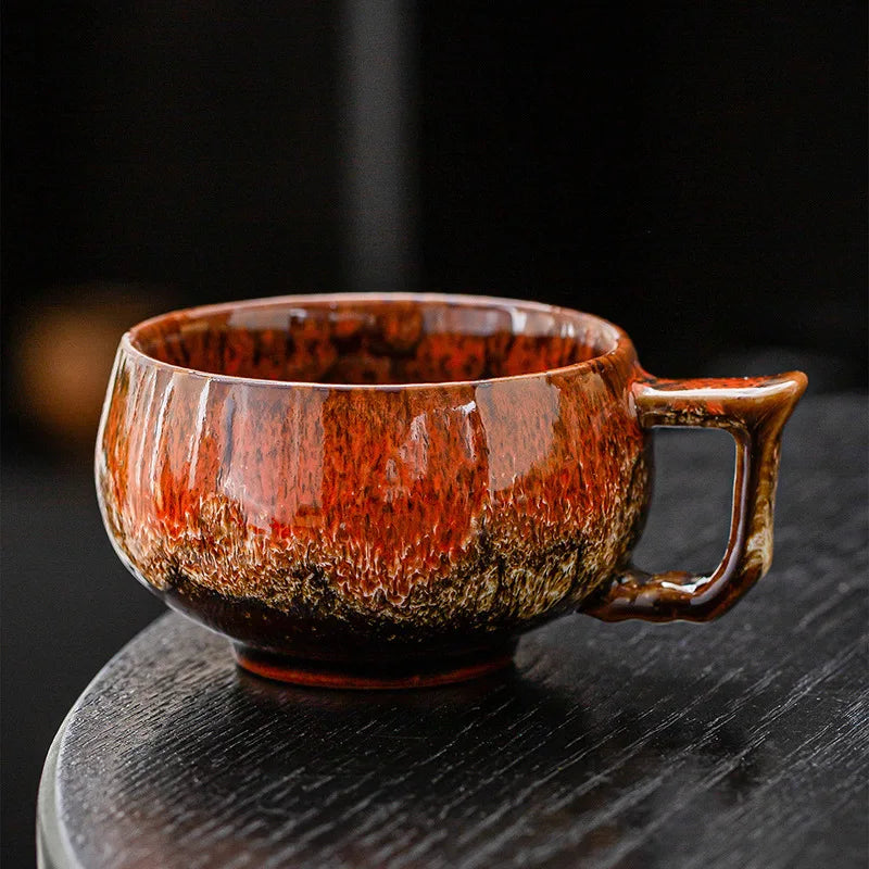 Akiro Handmade Textured Glaze Ceramic Coffee Mug Set – 2 Piece 175ml Coffee Cups with Handle for Espresso, Tea, Cappuccino and Latte