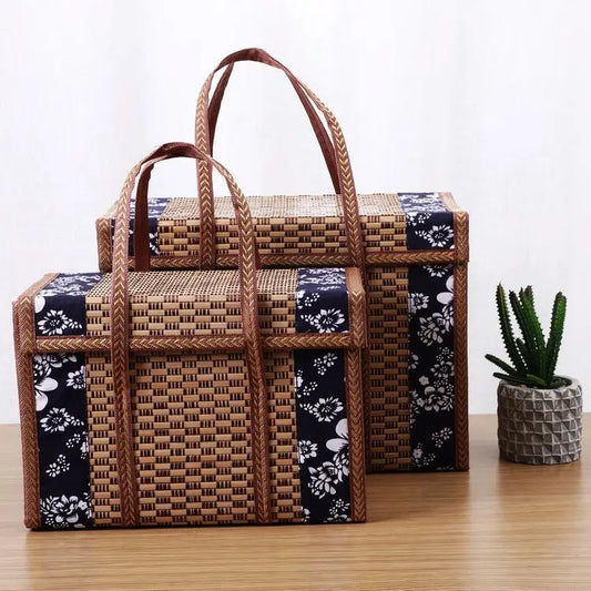Foldable Picnic Basket Bag – Insulated Food Storage Tote, Portable Woven Lunch & Travel Bag
