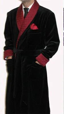 Arlington Men’s Velvet Smoking Jacket – Quilted Shawl Lapel Luxury Robe for Evening Lounge Wear & Classic Dressing
