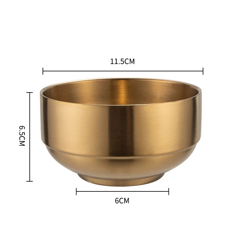 Stainless Steel Double Wall Rice Bowl – Heat Resistant Soup, Ramen & Salad Bowl for Kitchen Dining