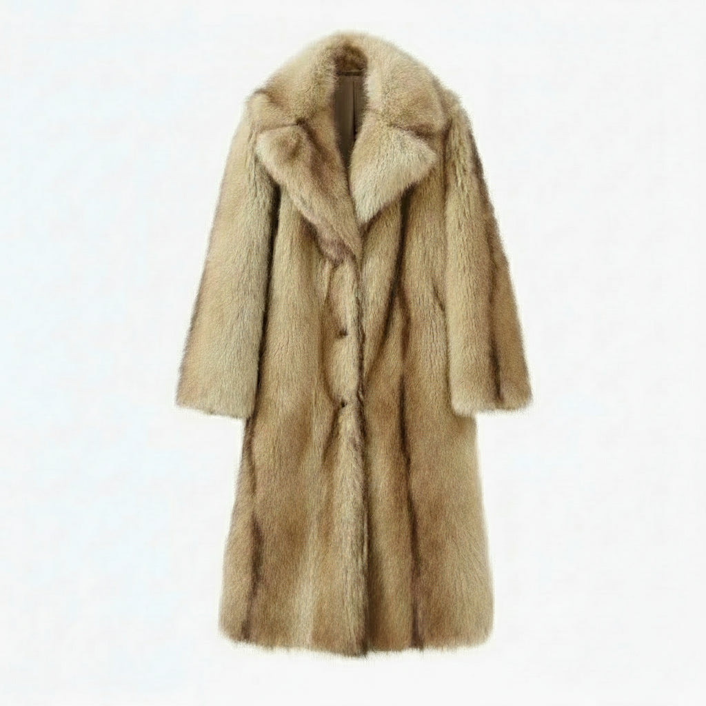 Luvienna Longline Plush Faux Fur Coat – Women’s Luxury Faux Mink Winter Coat for Daywear, Evening & Occasion Outfits