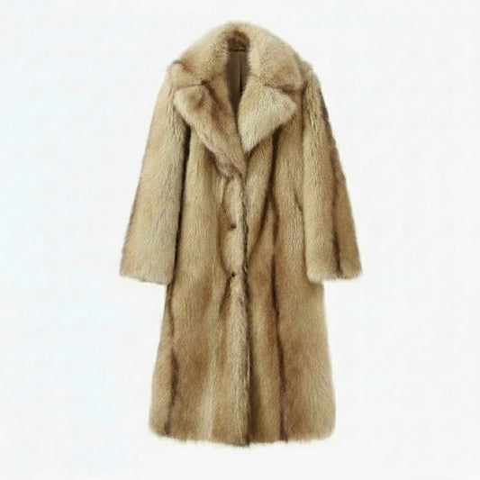 Luvienna Longline Plush Faux Fur Coat – Women’s Luxury Faux Mink Winter Coat for Daywear, Evening & Occasion Outfits