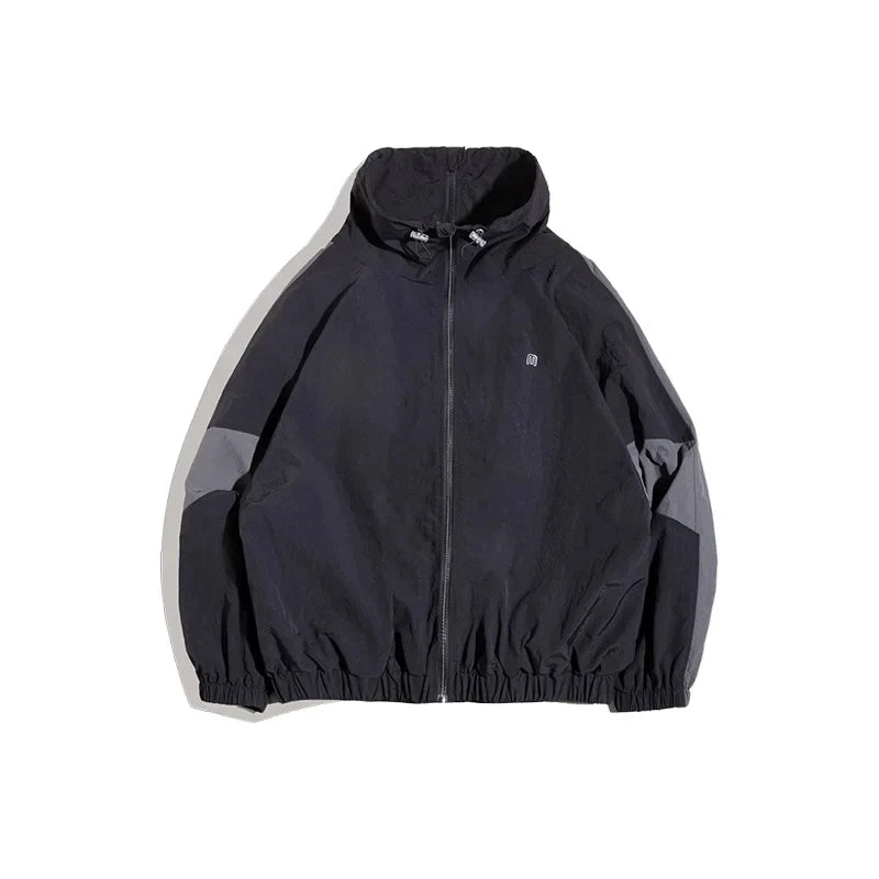Brentham Men’s Dual Zip Utility Jacket – Lightweight Windbreaker with Contrast Panels and Stand Collar