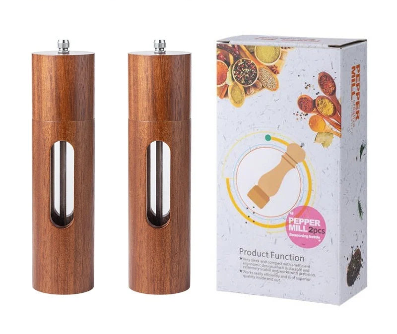 Ardena Wooden Salt & Pepper Grinder Set – Manual Adjustable Spice Mills
