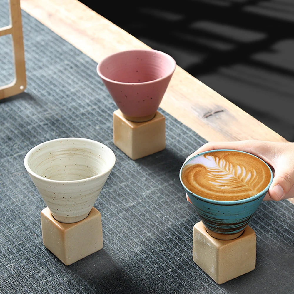 Kairo Ceramic Espresso & Herbal Tea Cups with Sculpted Base – 100ml & 200ml Modern Coffee Cups