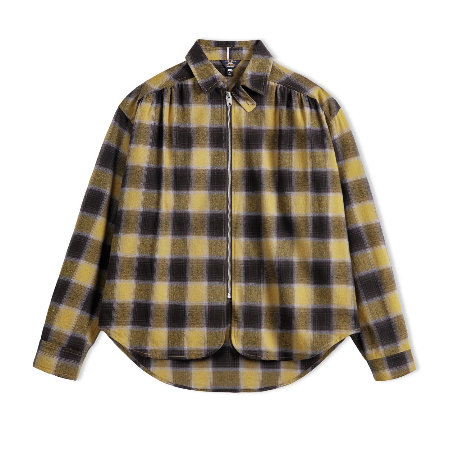 Harrington Men’s Check Zip Overshirt – Brown Plaid Cotton Shirt Jacket with Zip Front Long Sleeve Casual Layer