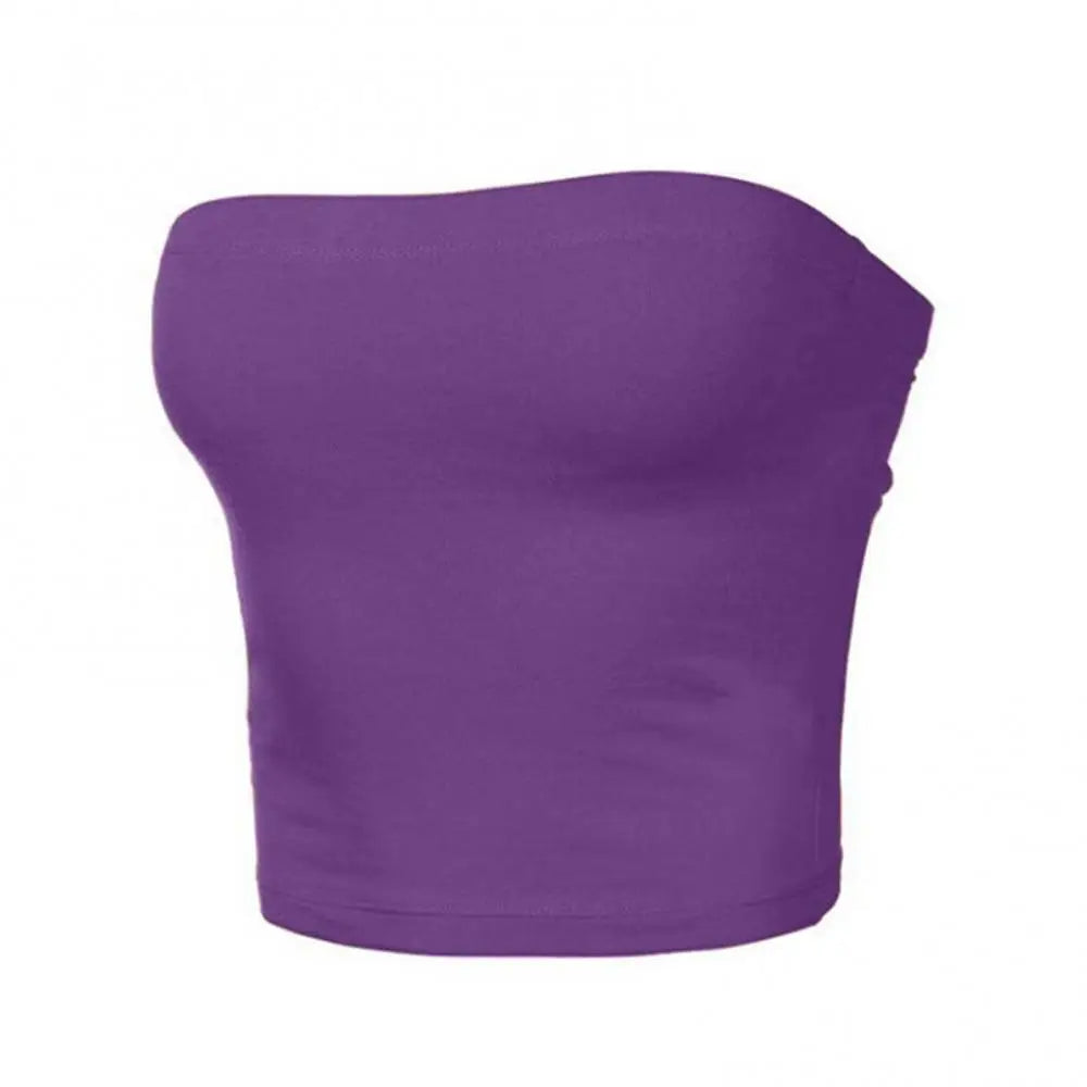 Kaia Strapless Bandeau Crop Top – Fitted Tube Top in Various Colours for Women