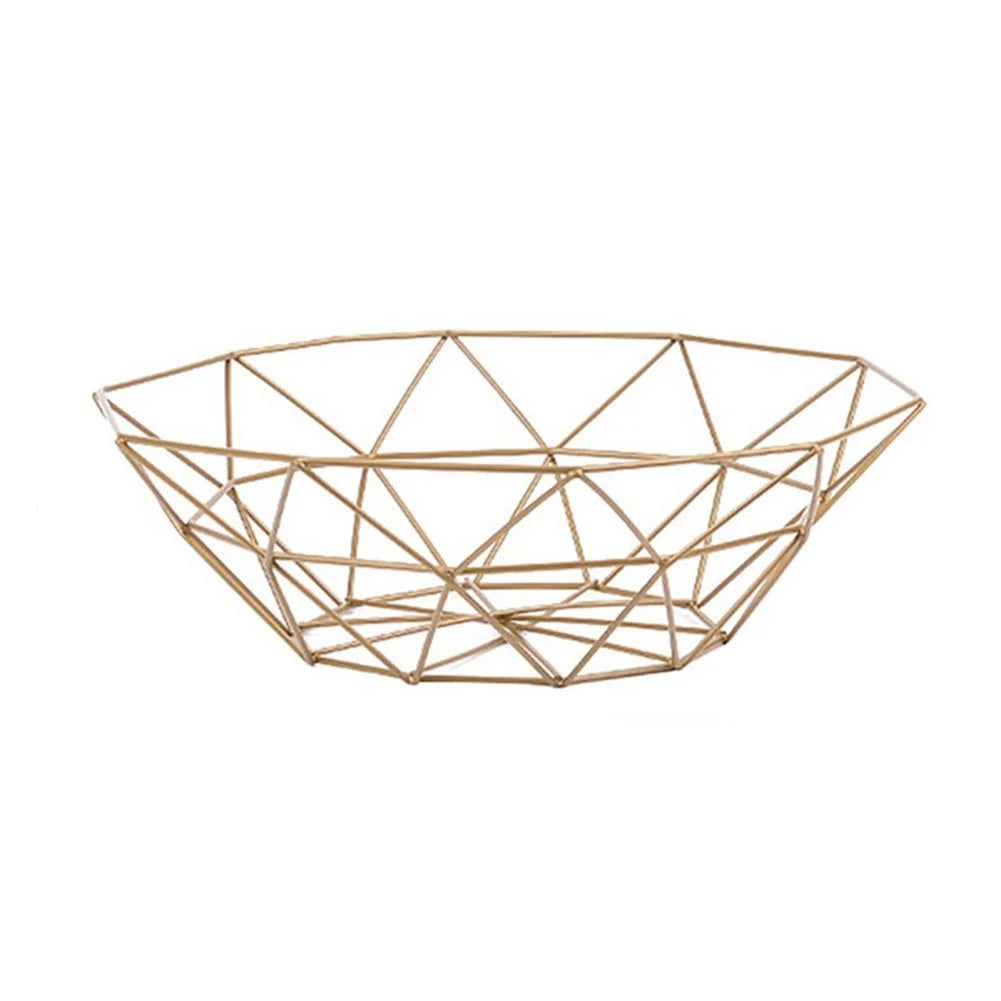 Black & Gold Metal Wire Fruit Basket – Modern Countertop Bowl for Kitchen & Dining Table