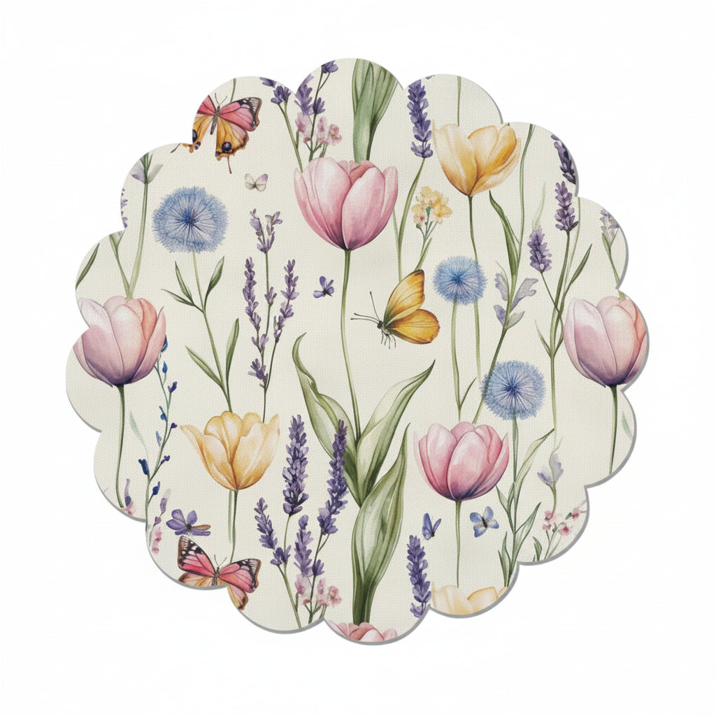 Wildflower Meadow Round Placemat Set – Floral Dining Table Mats