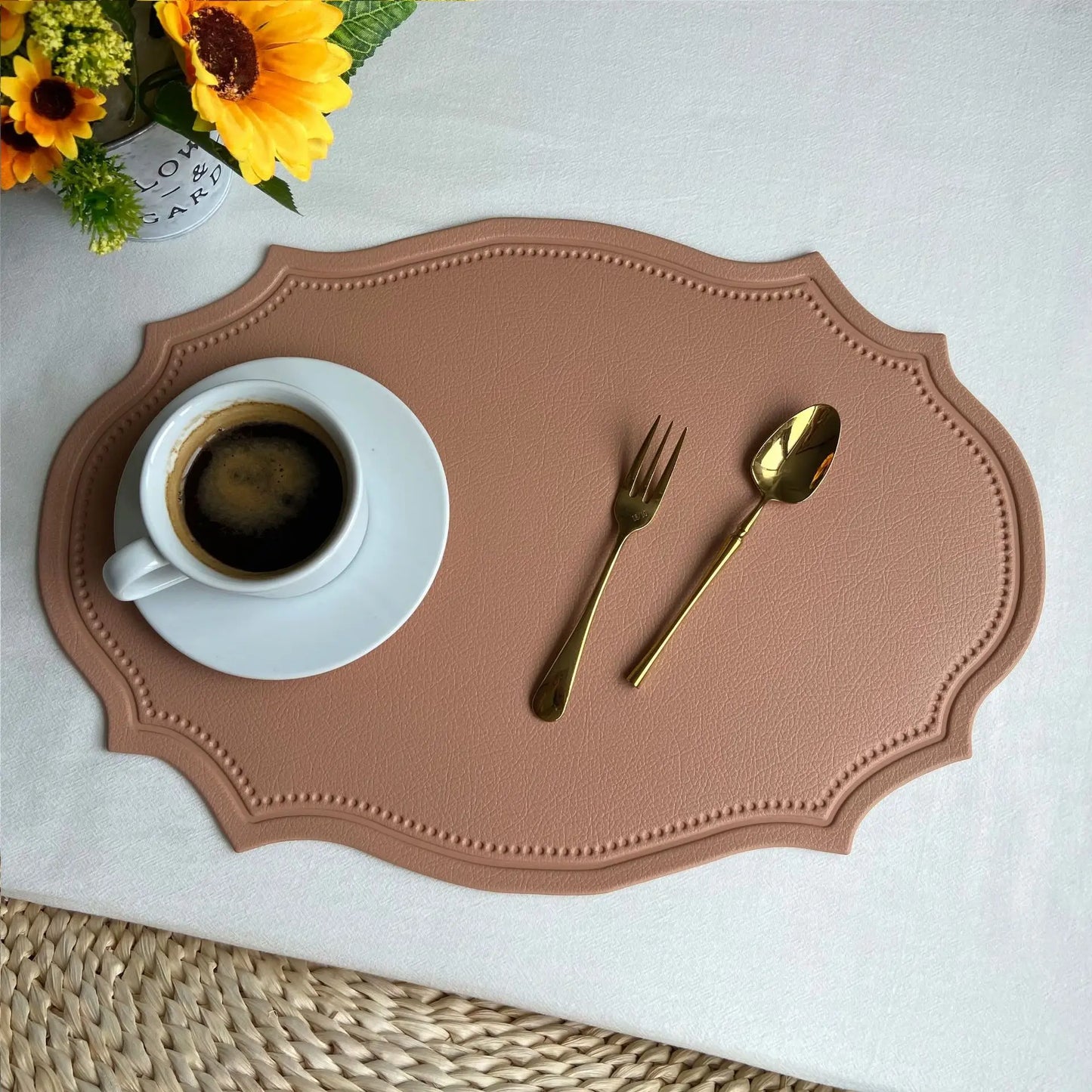Luxury Faux Leather Table Mats – Set Of 1/4/6 Elegant Cutout Placemats for Dining Table Settings