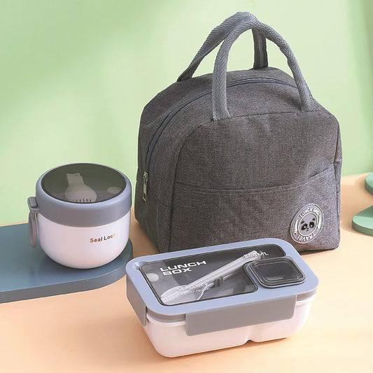 Insulated Lunch Box Set with Bag – 3 Piece Portable Food Container & Cutlery