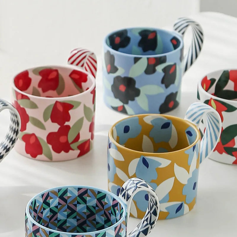 Floral Ceramic Mug – Large Coffee, Tea & Breakfast Mug