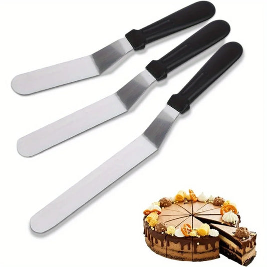 Angled Icing Spatula Set – Stainless Steel Offset Palette Knives for Cake Decorating and Pastry Baking