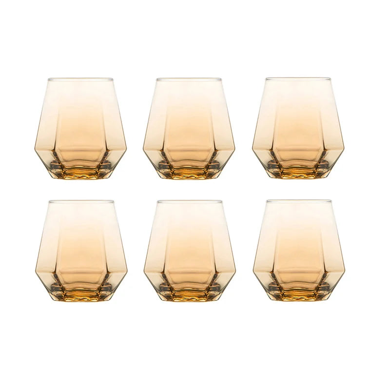 Cavero Glass Tumbler 6 Piece Set – Textured Drinking Glasses with Decorative Rim