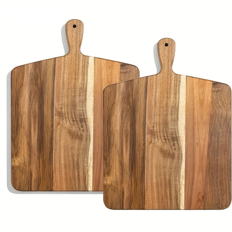 Natural Wooden Chopping Board with Handle – 1/2 Piece Rustic Cutting & Serving Board for Kitchen, Bread, Cheese & Charcuterie