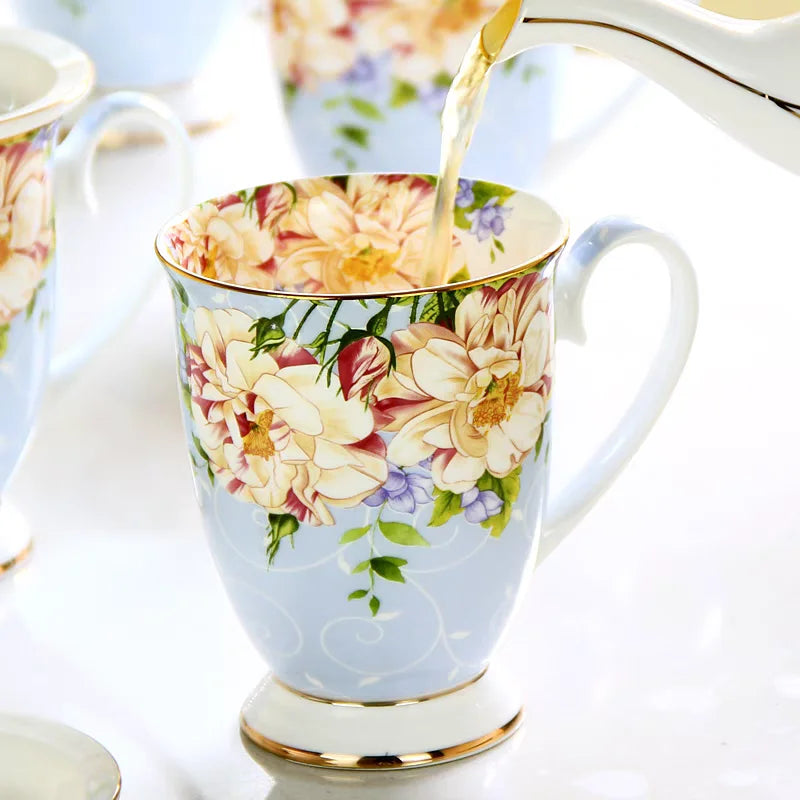 English Garden Ceramic Tea Set Collection – Afternoon Tea Cups, Saucers, Mugs & Teapots with Floral Design