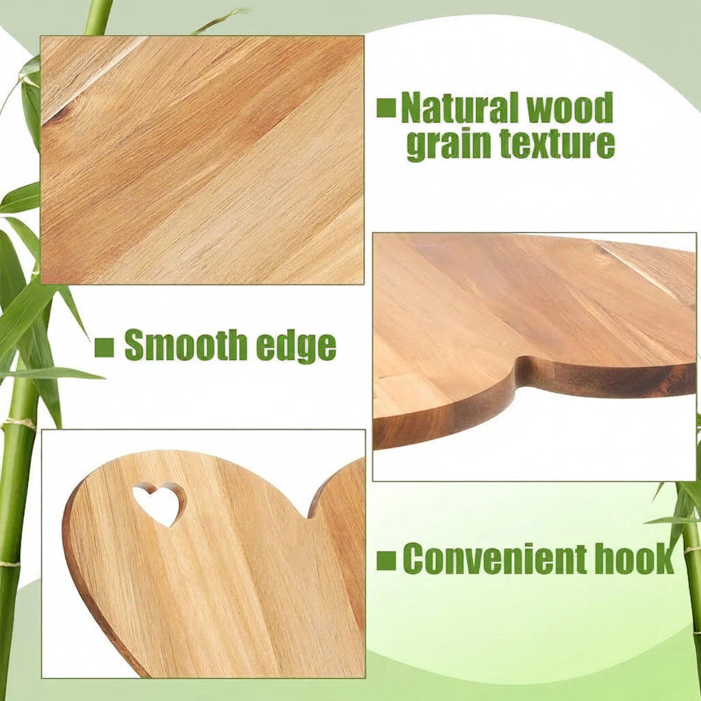 Heart Shaped Wooden Serving Board – Bamboo Chopping Board, Cheese Board & Kitchen Serving Tray for Food Presentation