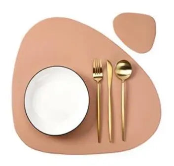 Forma Faux Leather Placemats and Coasters Set – Non Slip Heat Resistant Table Mats Dining Table Place Settings 1 Piece 4 Piece or 6 Piece Sets
