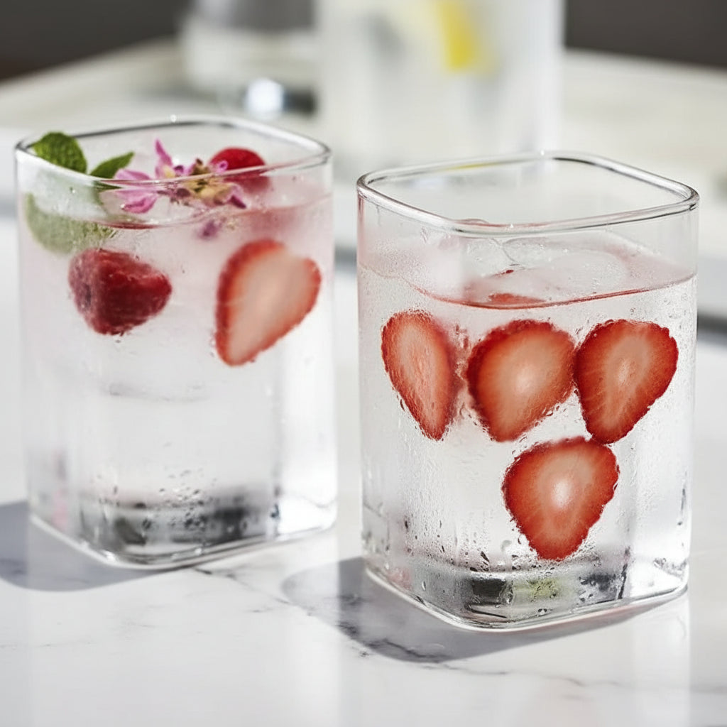 Square Glass Tumblers – Clear Drinking Glass Set