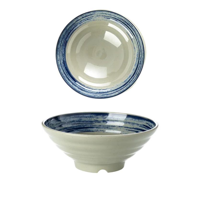 Hand-Painted Noodle Bowls – Large, Medium, Small Ramen, Pho & Soup Bowl Set in Brown, Blue, Green, Yellow