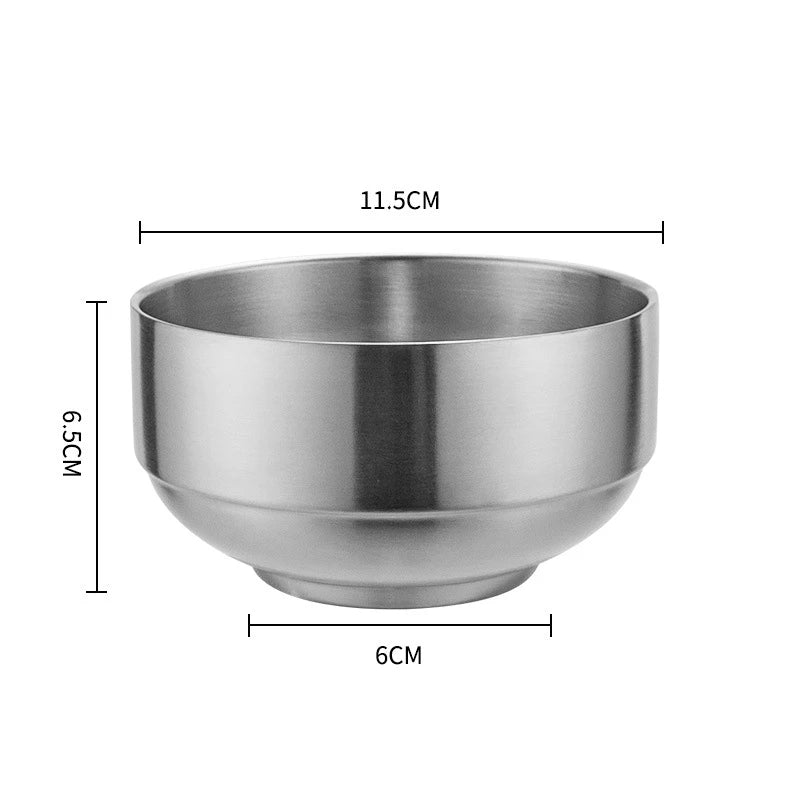 Stainless Steel Double Wall Rice Bowl – Heat Resistant Soup, Ramen & Salad Bowl for Kitchen Dining