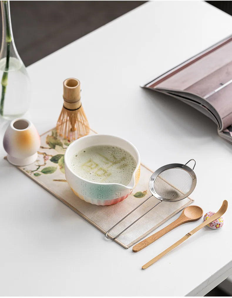 Kyoto Matcha Tea Set – 8 Piece Japanese Matcha Making Kit with Ceramic Bowl, Bamboo Whisk & Accessories