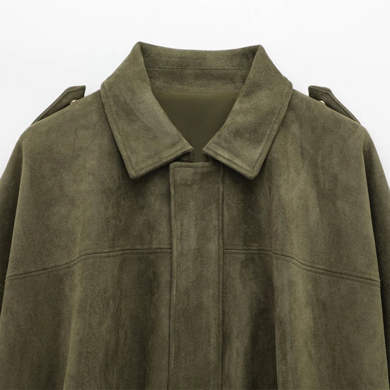 Sarvenna Faux Suede Balloon Bomber Jacket – Women’s Oversized Jacket in Black, Claret, Mocha & Khaki