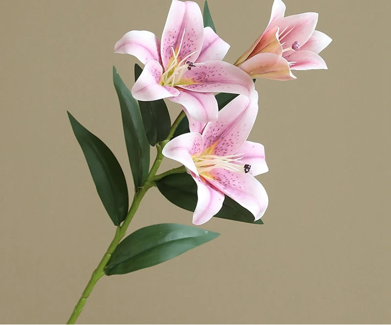 Liliara Lily Stem – Faux Lily Flower Branch with 3 Heads for Vase Styling, Wedding Flowers and Home Décor