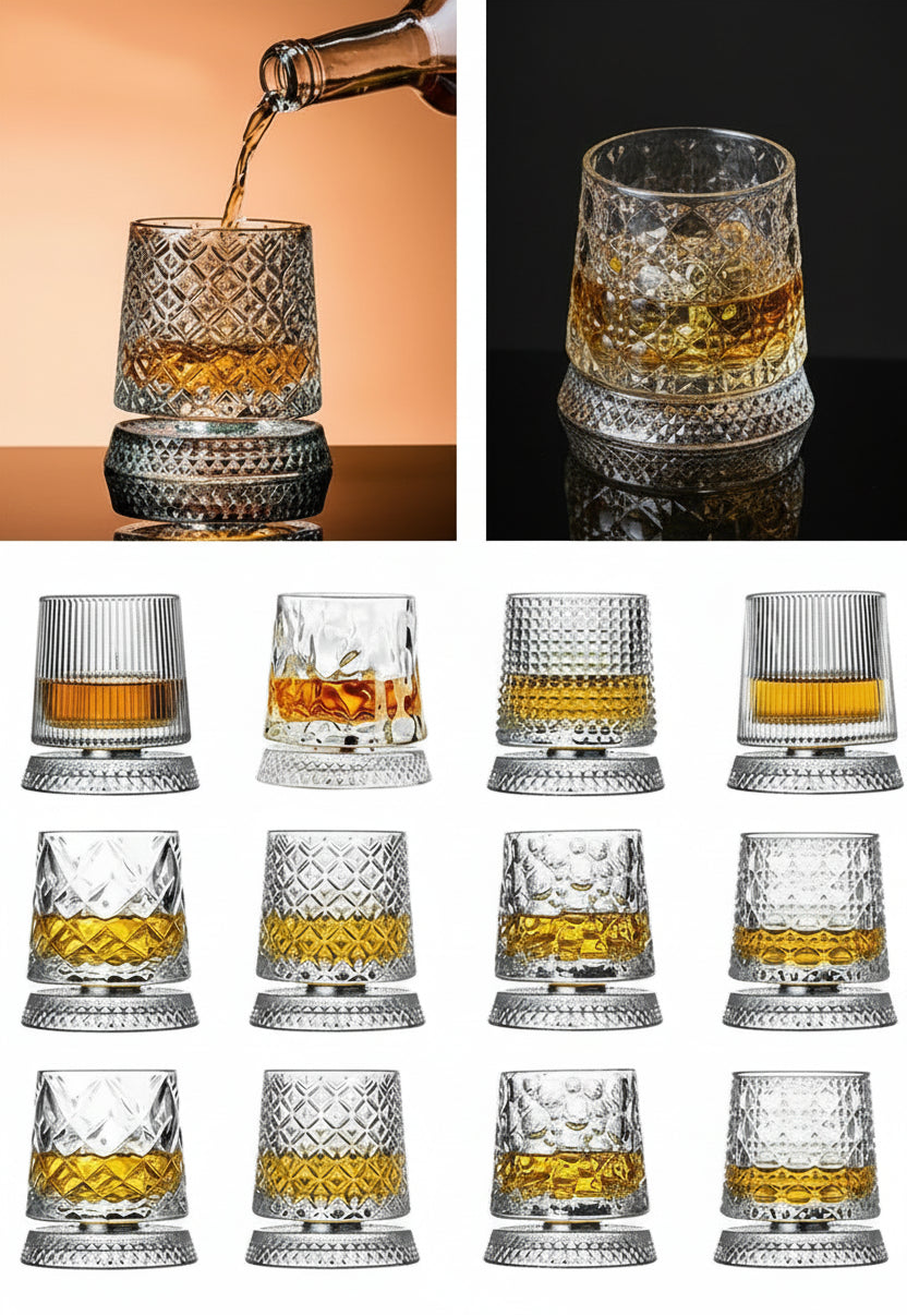 Belmont Rotating Whisky Glass Set – 2 Piece 300 ml