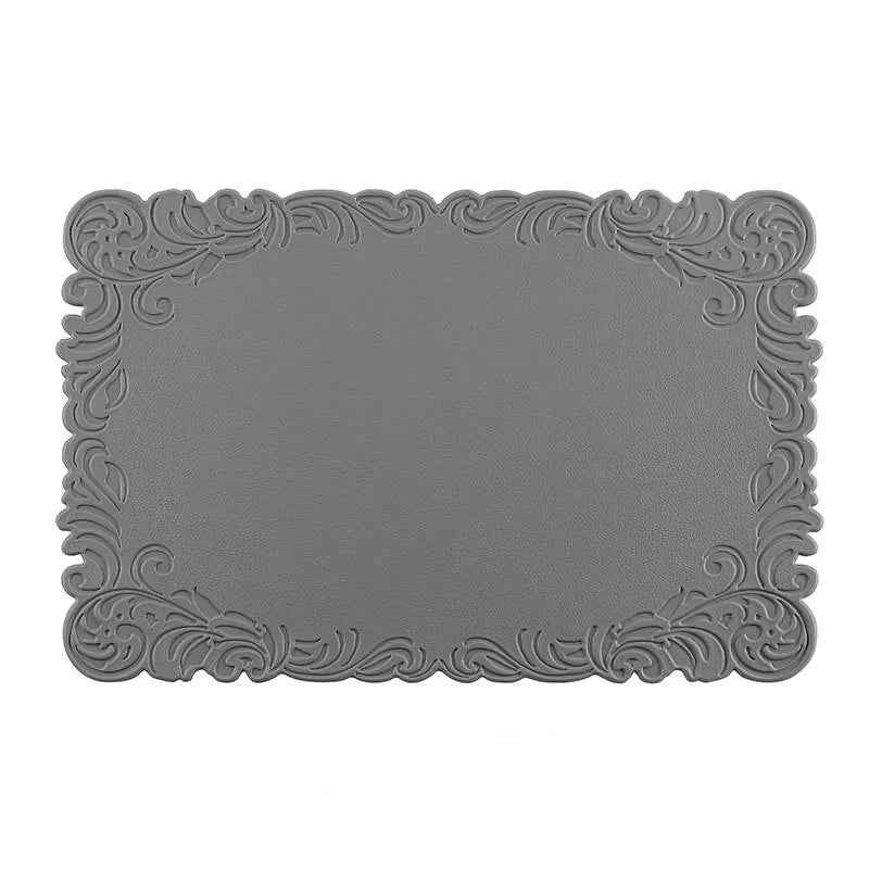 Verra Faux Leather Table Mats – Decorative Edge Non Slip Washable Dining Table Mats Set