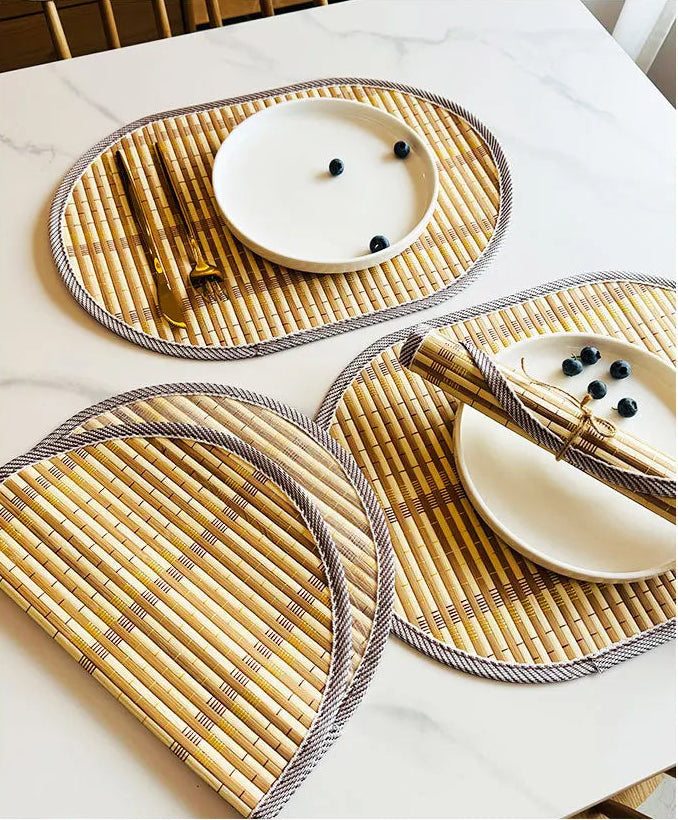 Natural Bamboo Weave Oval Placemats – Woven Bamboo Table Mats Heat Resistant Non Slip Dining Table Mats Set of 6 or 10