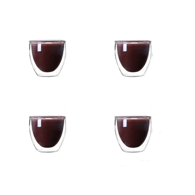 Double Glass Wall Heat Insulated Cup - Tea, Coffee, Espresso Glass Set - Various Sizes