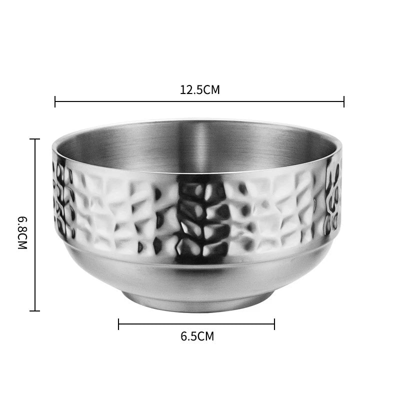 Stainless Steel Double Wall Rice Bowl – Heat Resistant Soup, Ramen & Salad Bowl for Kitchen Dining