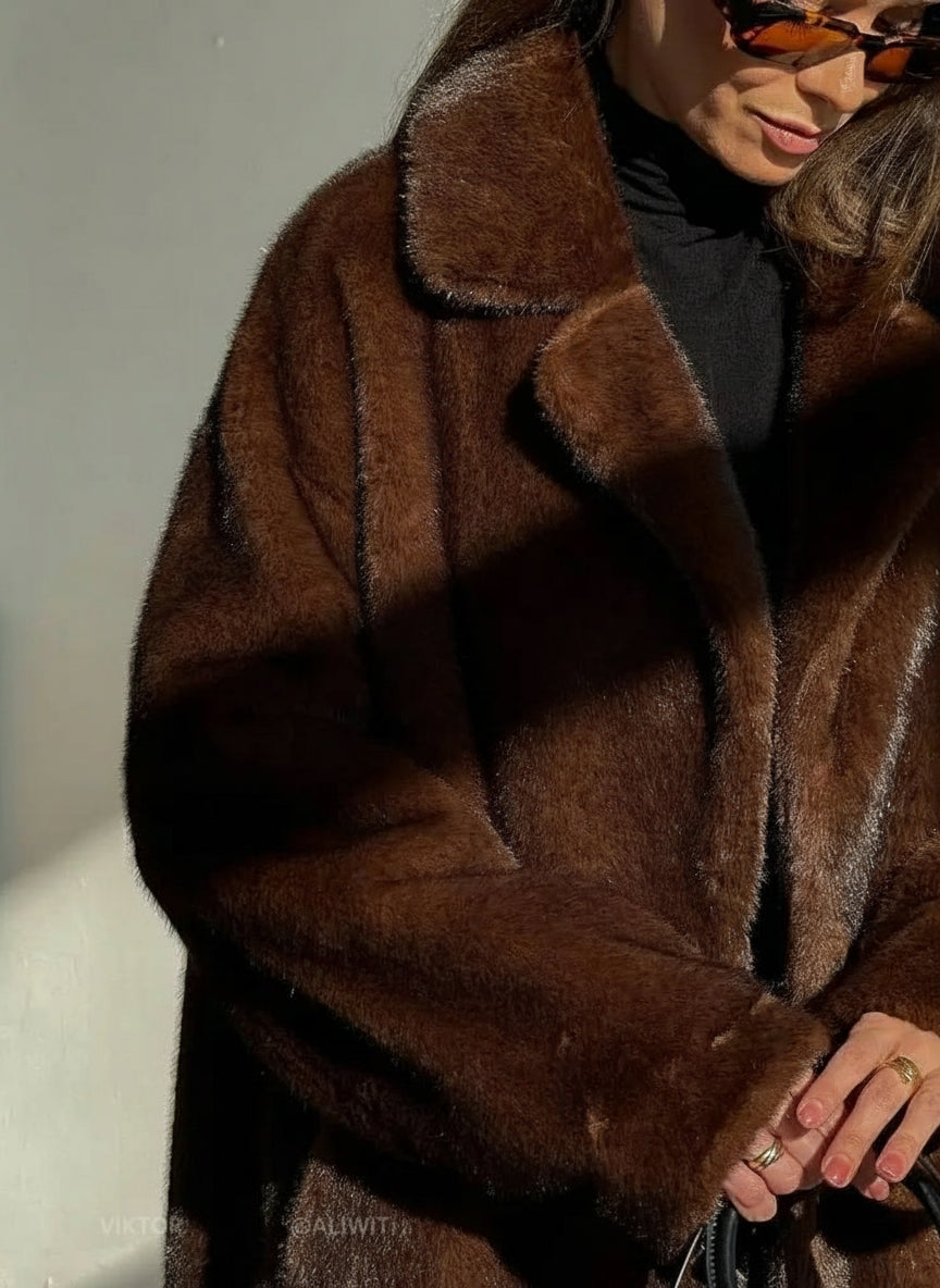 Marvella Longline Plush Faux Fur Coat – Women’s Luxe Winter Outerwear for Daywear, Evening Style & City Dressing