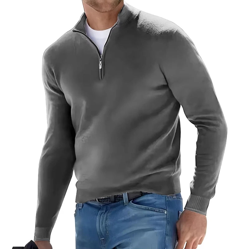 Men's Quarter-Zip Pullover Sweater, Casual Knit Long Sleeve
