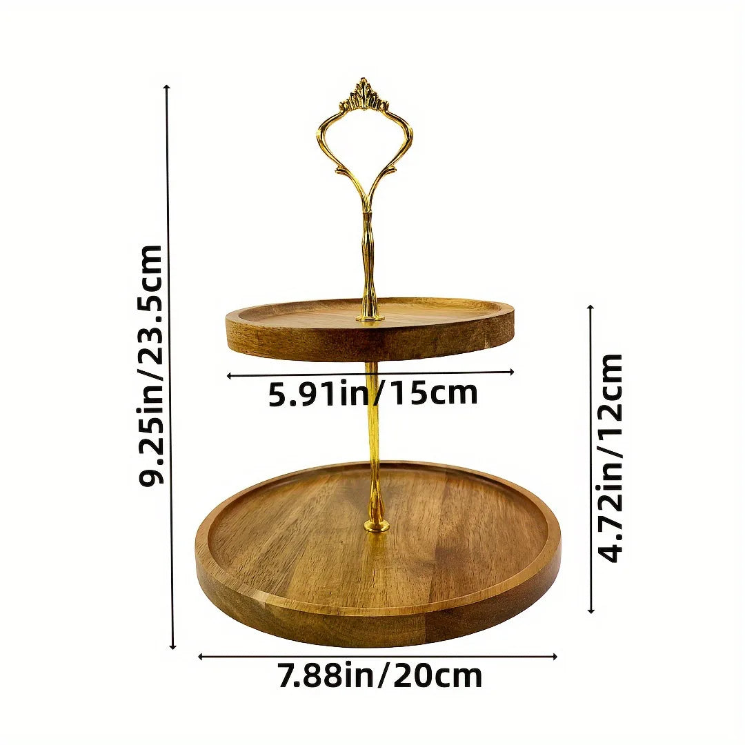 Acacia Wooden Serving Tray – Natural Solid Wood Snack & Food Platter for Coffee, Tea & Appetisers