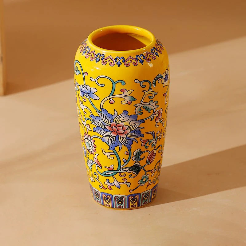 Seravelle Floral Ceramic Vase – Decorative Flower Vase for Living Room, Table Centrepiece & Home Décor (Red, Blue, Light Blue , Ivory & Yellow)
