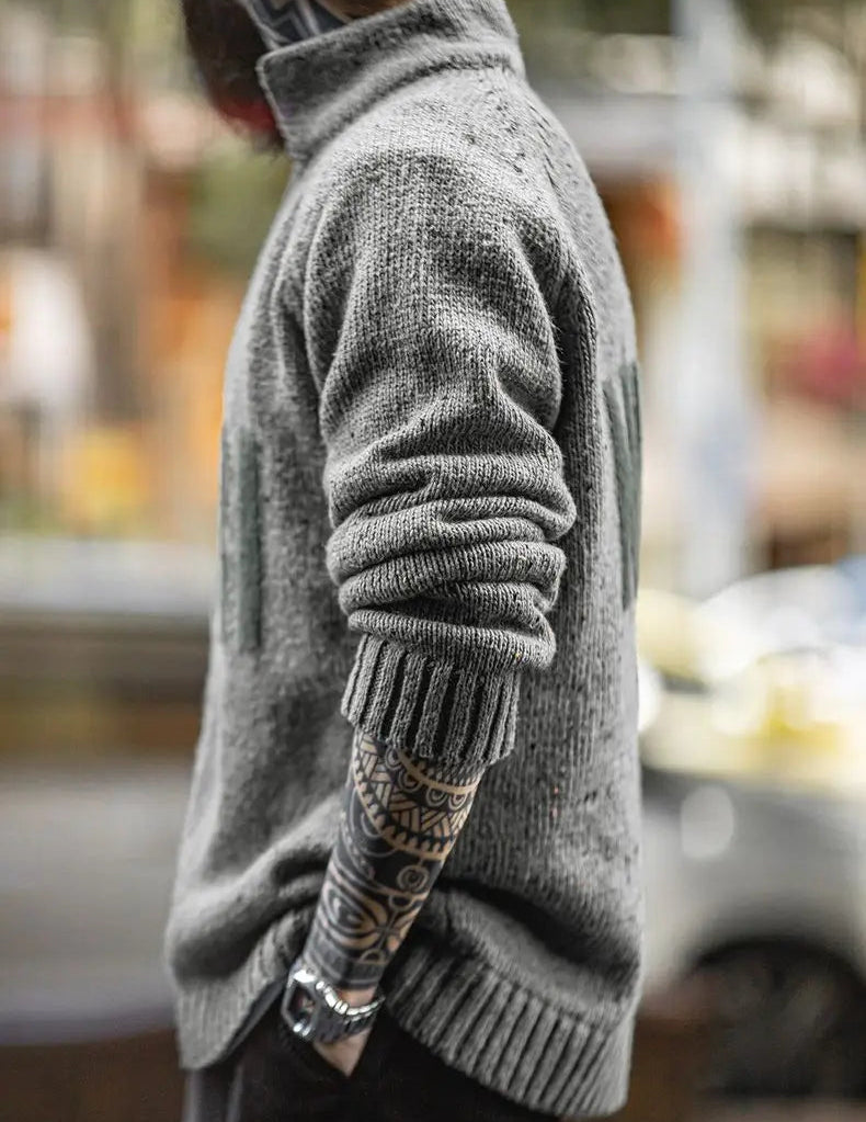 Brenwick Grey V-Neck Knitted Jumper – Men’s Textured Knitwear Pullover