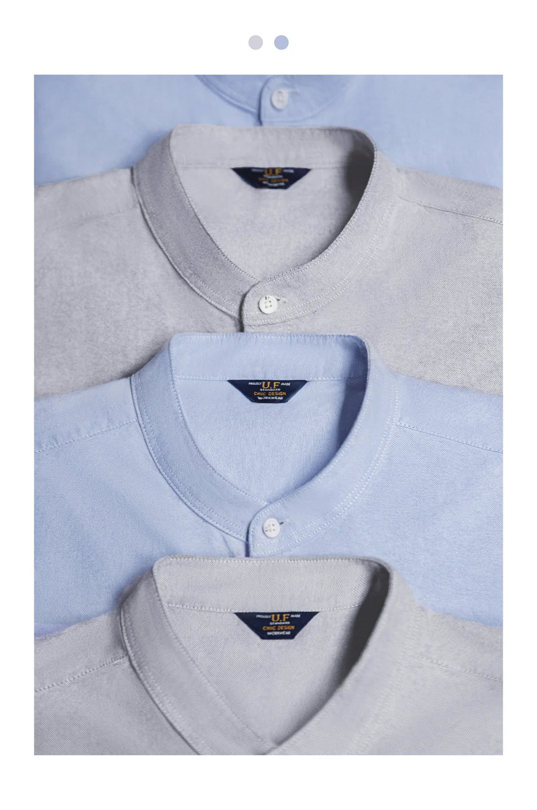 Bexley Men’s Oxford Grandad Collar Shirt – Long Sleeve Button-Up Cotton Casual Smart Shirt with Chest Pocket