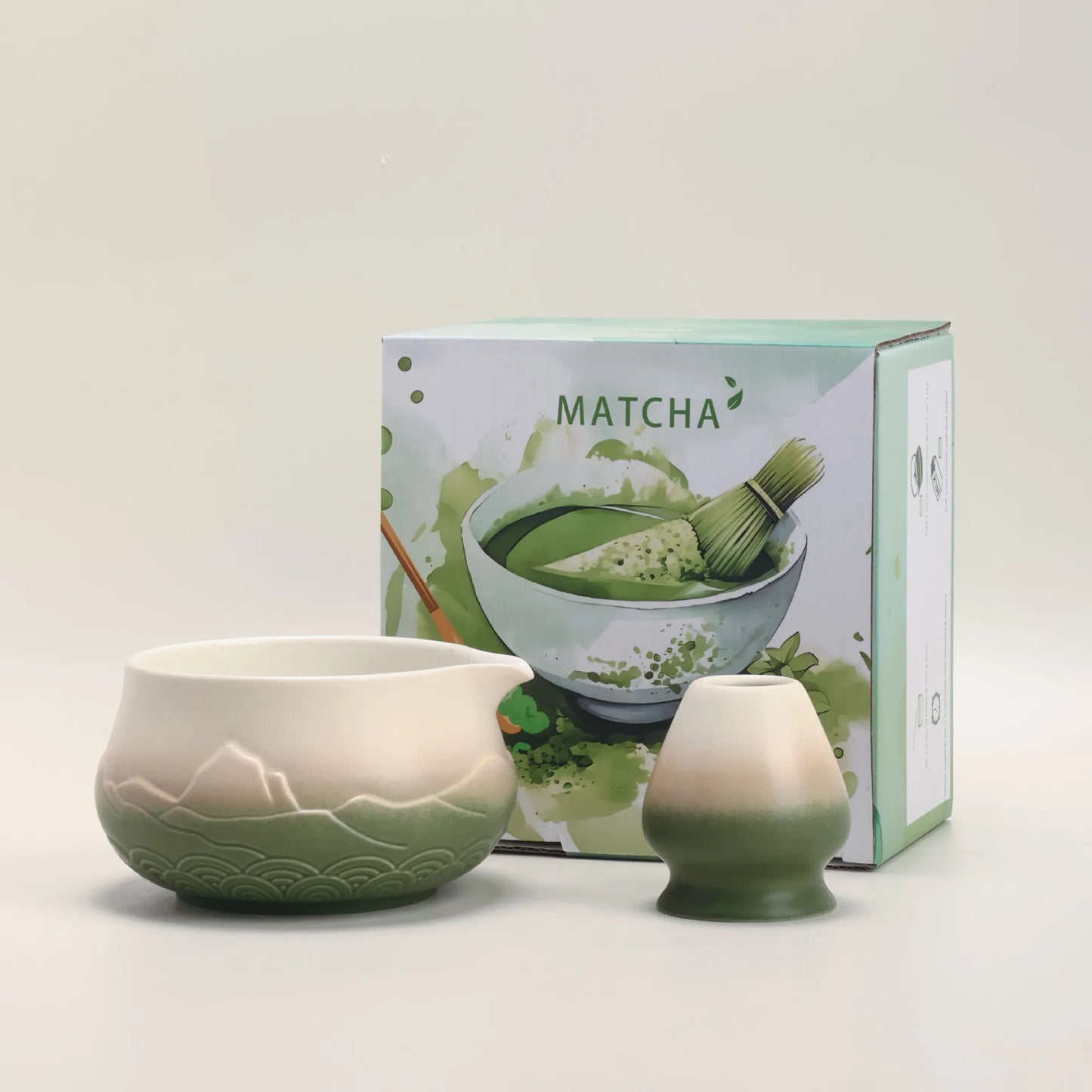 Matcha Tea Bowl & Whisk Holder Set – 2-Piece Ceramic Matcha Making Kit for Japanese Tea Ceremony, Home Brewing & Gift Giving