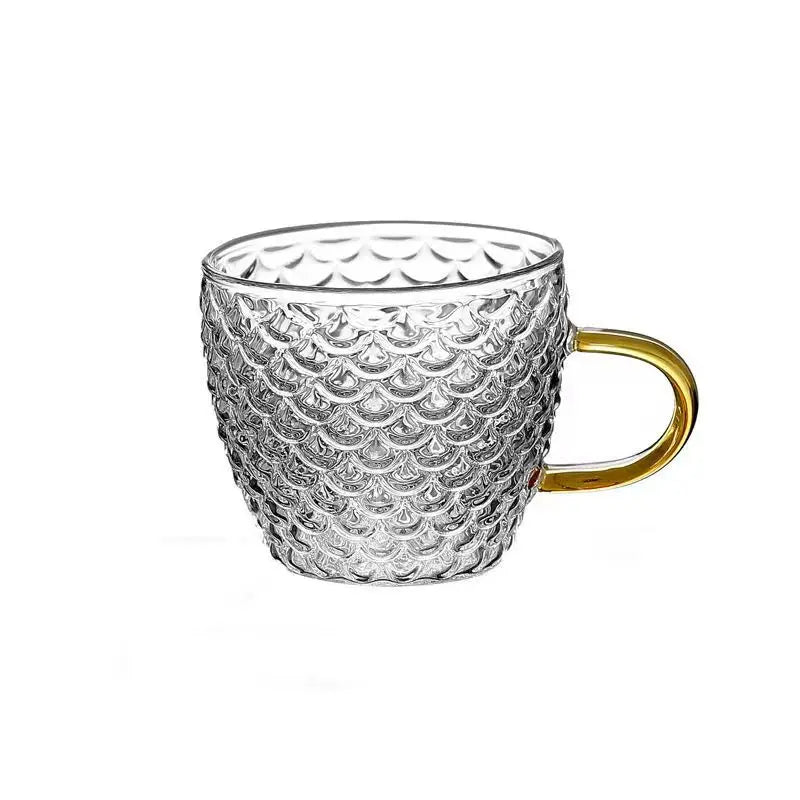 Ripple Glass Cup Set with Gold Handle – Elegant 1, 2 & 6 Piece Tea and Coffee Glassware