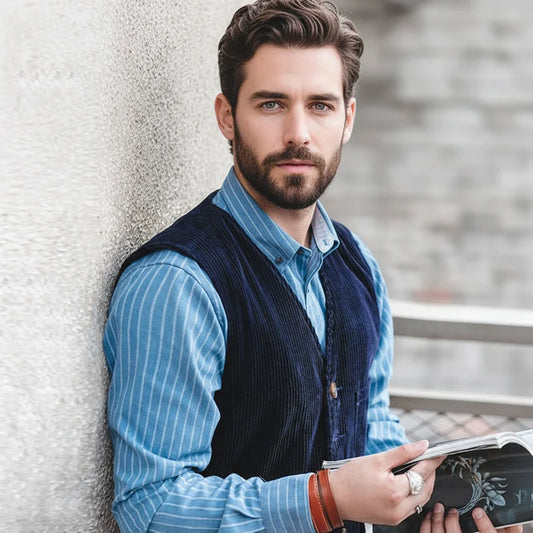 Wexley Men’s Corduroy Waistcoat – Button Front Vest with Adjustable Back Strap
