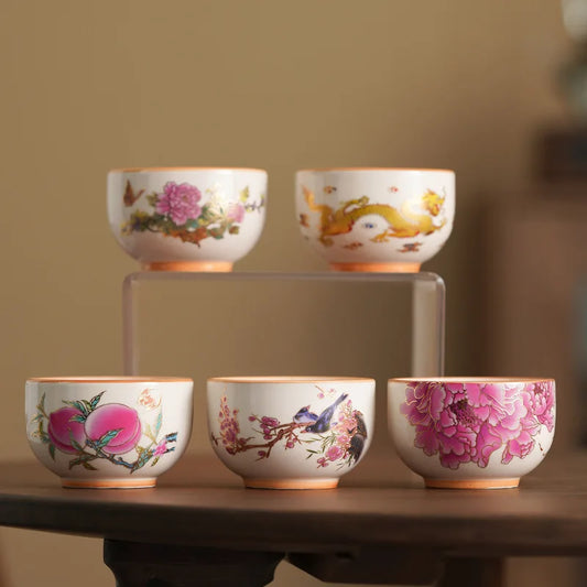 Heat Changing Ceramic Tea Cup – Colour Changing Floral Tea Cup, Chinese Style Tea Cup for Tea Set & Home Use