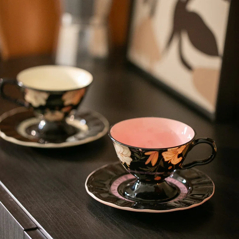 Marais Fine Bone China Tea Cup & Saucer Set – Vintage Floral Coffee & Afternoon Tea Cup