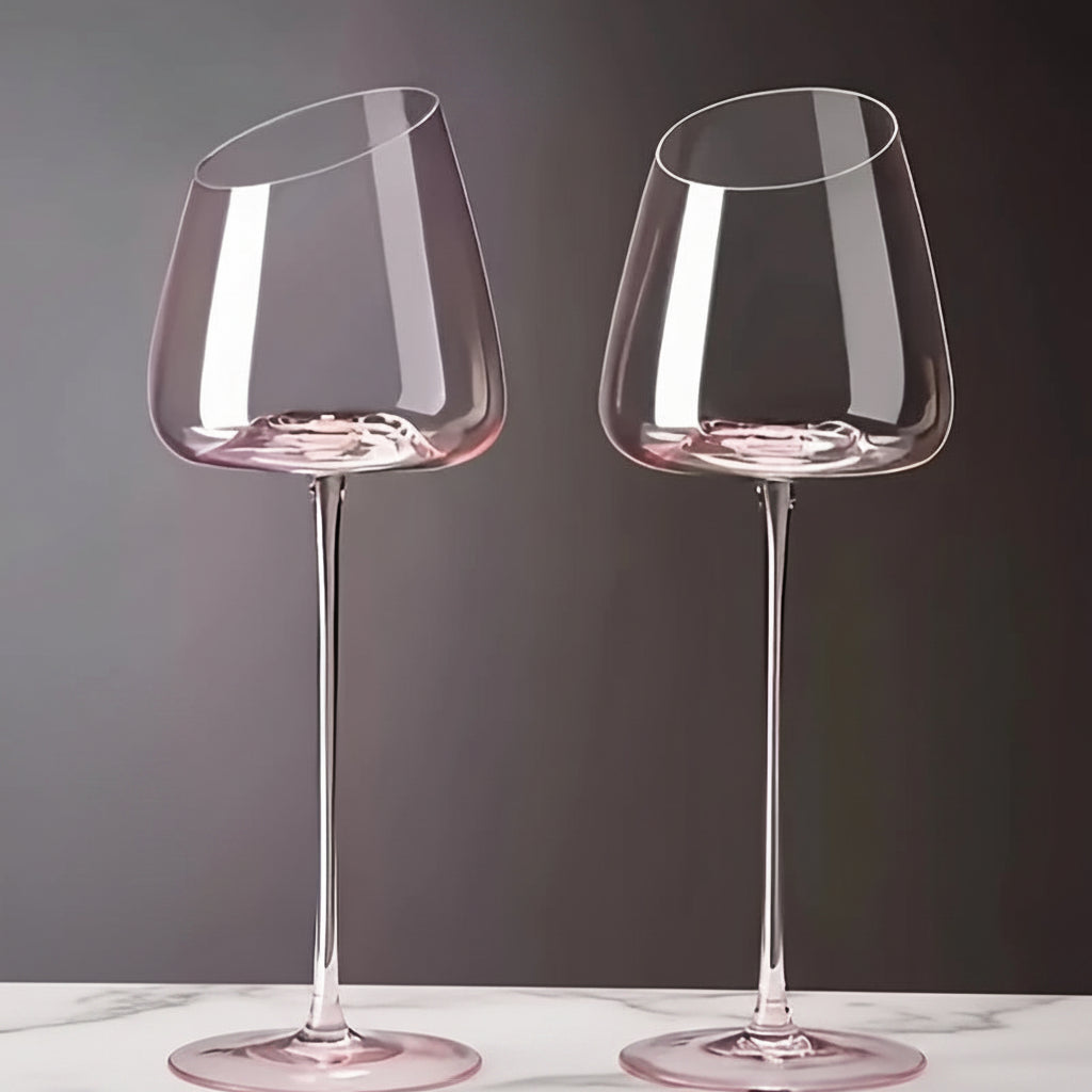 Blush Wine Glasses, Set of 2 – Slanted Rim Goblets