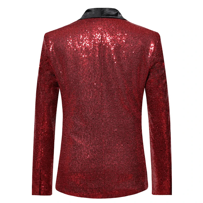Keston Men’s Sequin Party Blazer – Shawl Lapel Single-Button Evening Jacket for Parties & Events