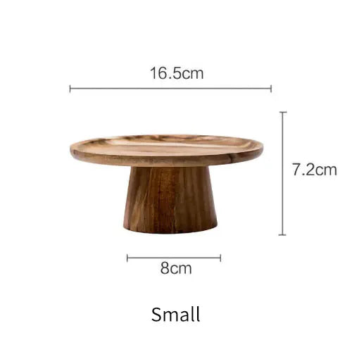 Natural Wood Cake Stand – Round Dessert Display Plate for Serving, Baking & Home Table Decor